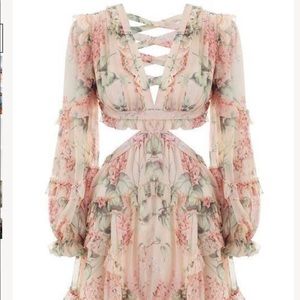 Floral lace up back dress